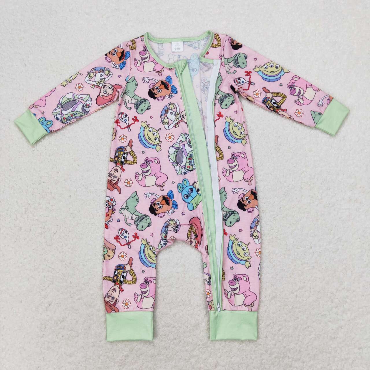 toddle baby cartoon story zip bamboo romper