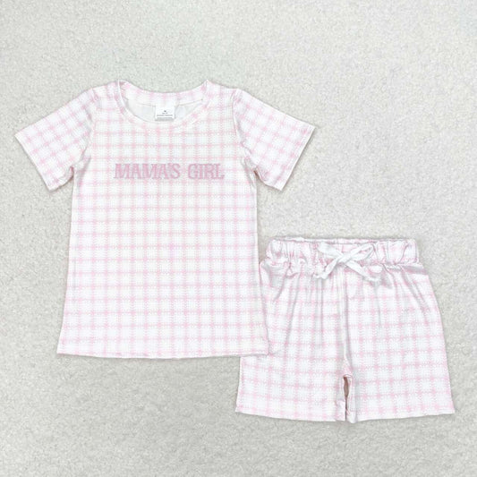 embroidery mamas girl pink plaid mothers day outfit