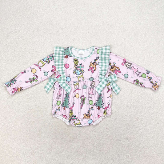 wholesale girls christmas green face romper