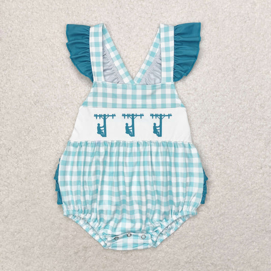 infant baby girl lineman gingham romper