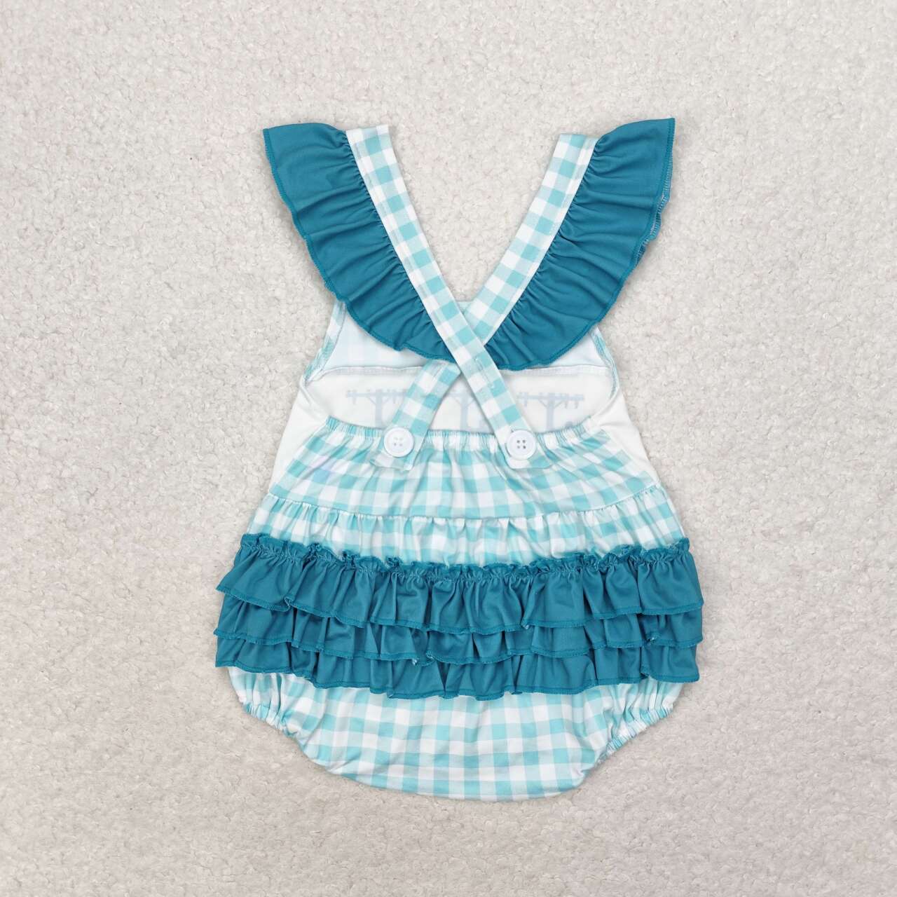 infant baby girl lineman gingham romper