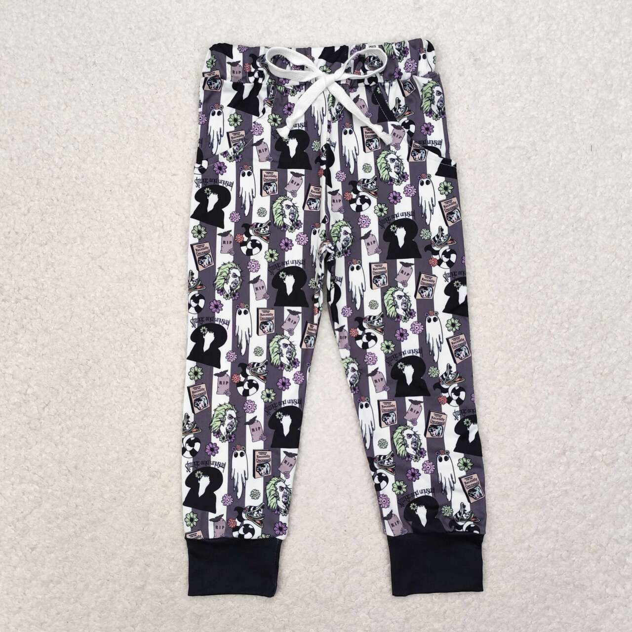 black stripes halloween ghost leggings pants