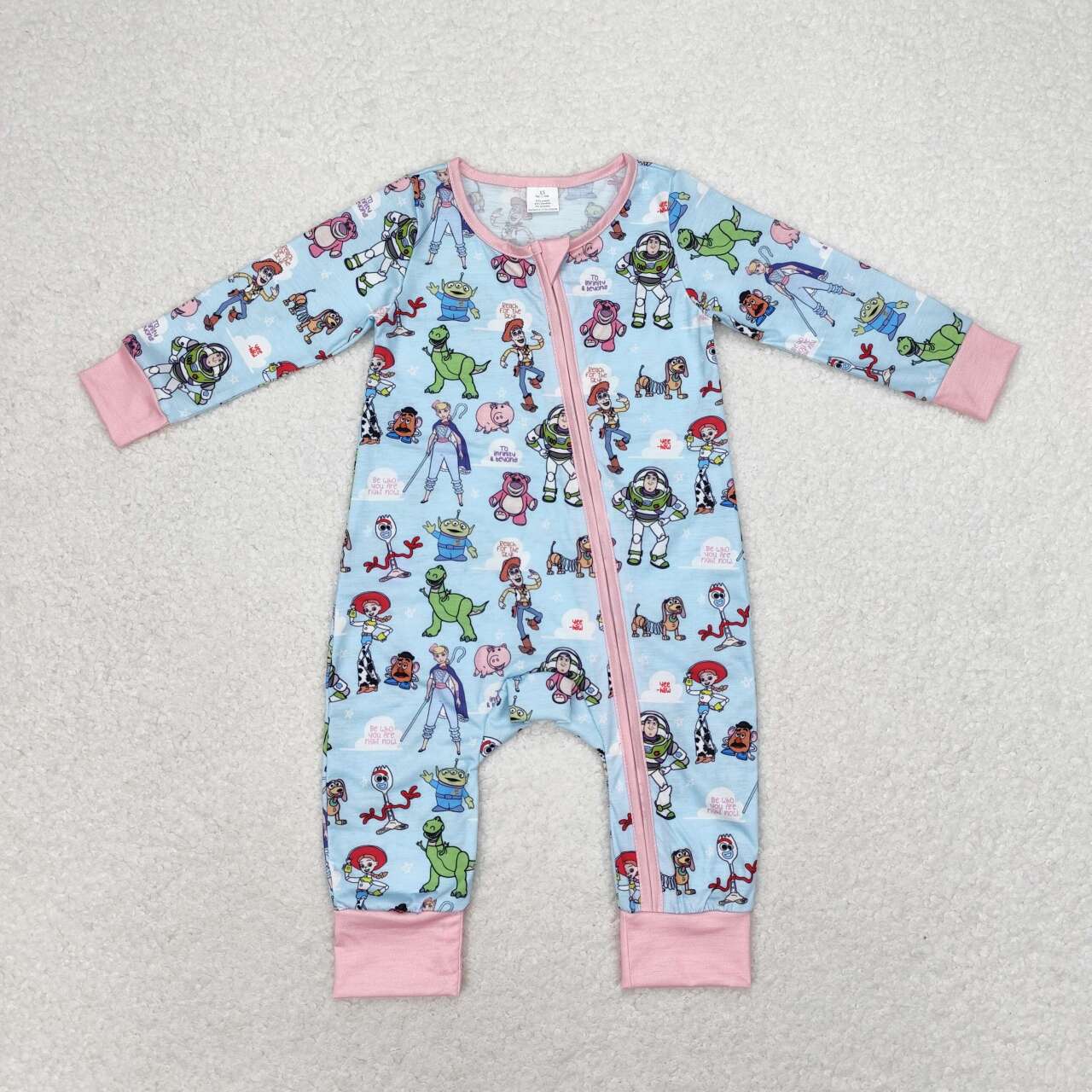 toddle baby kids cartoon story long sleeve bamboo zip romper