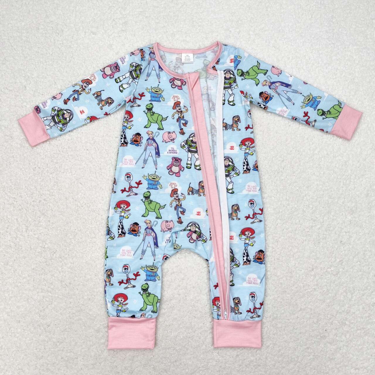 toddle baby kids cartoon story long sleeve bamboo zip romper