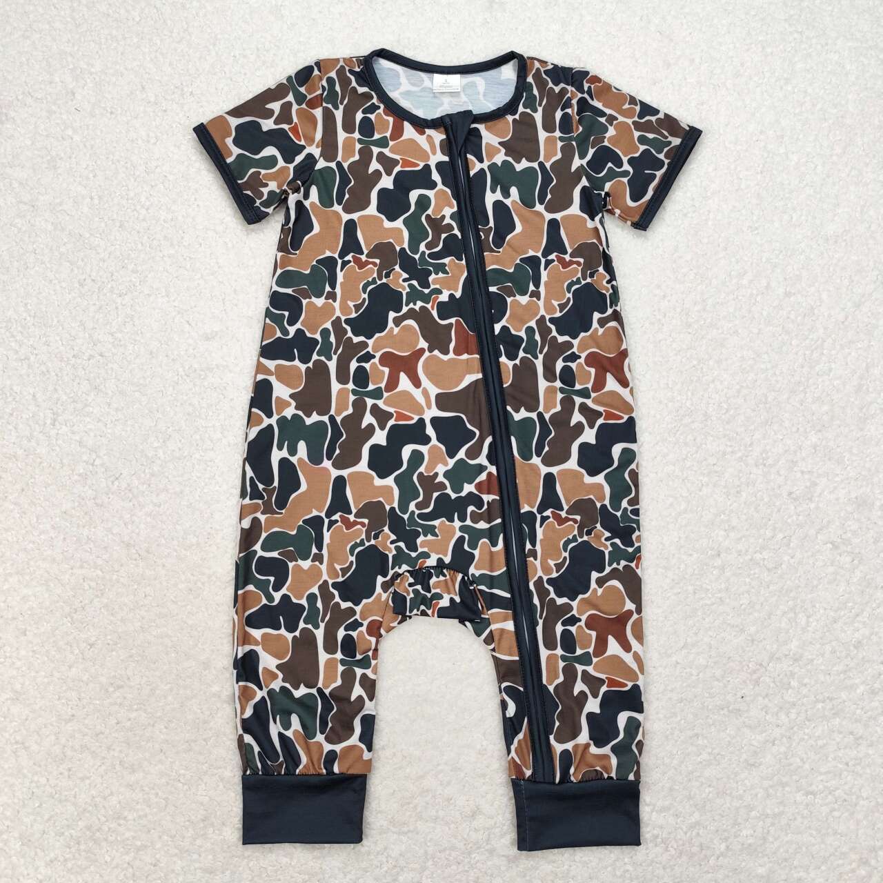 toddle baby boy camo short sleeve zip romper