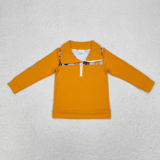 baby boy long sleeve construction pumpkin pullover