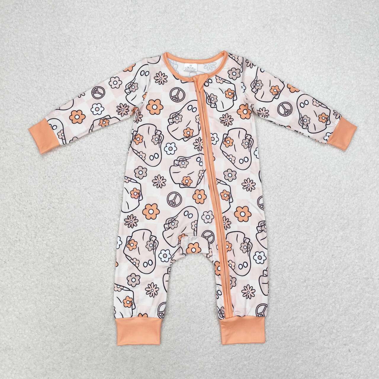 toddle baby long sleeve halloween ghost floral  romper