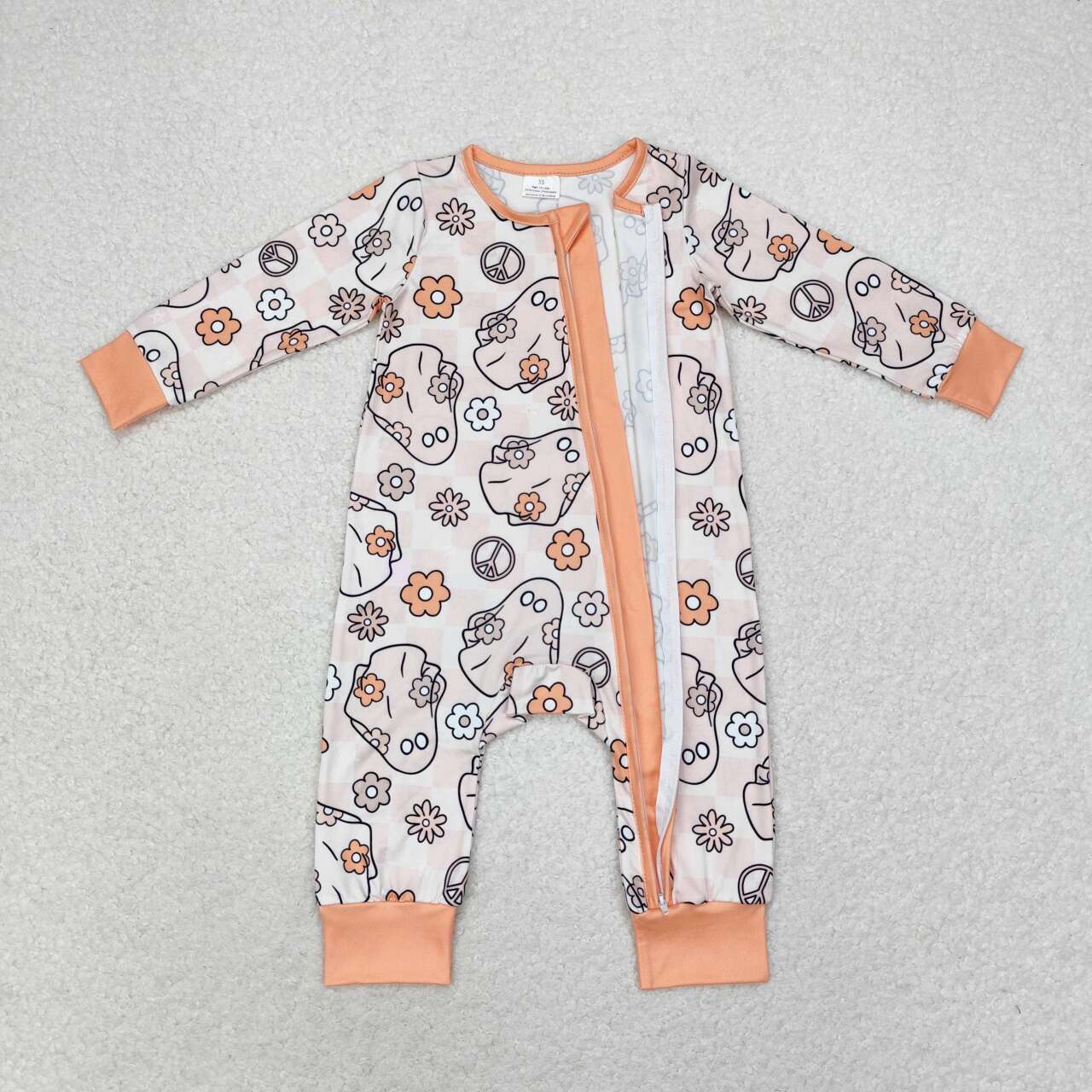 toddle baby long sleeve halloween ghost floral  romper