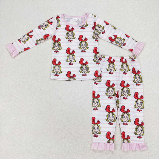 baby girl long sleeve cartoon pants bamboo pajama set outfit