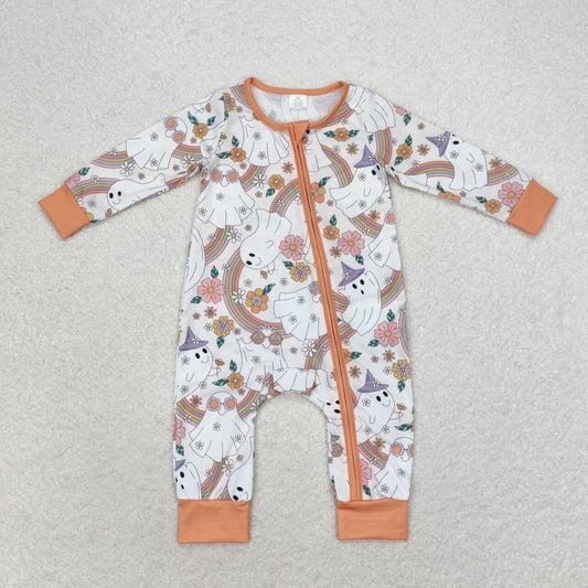 toddle baby long sleeve halloween ghost bamboo romper