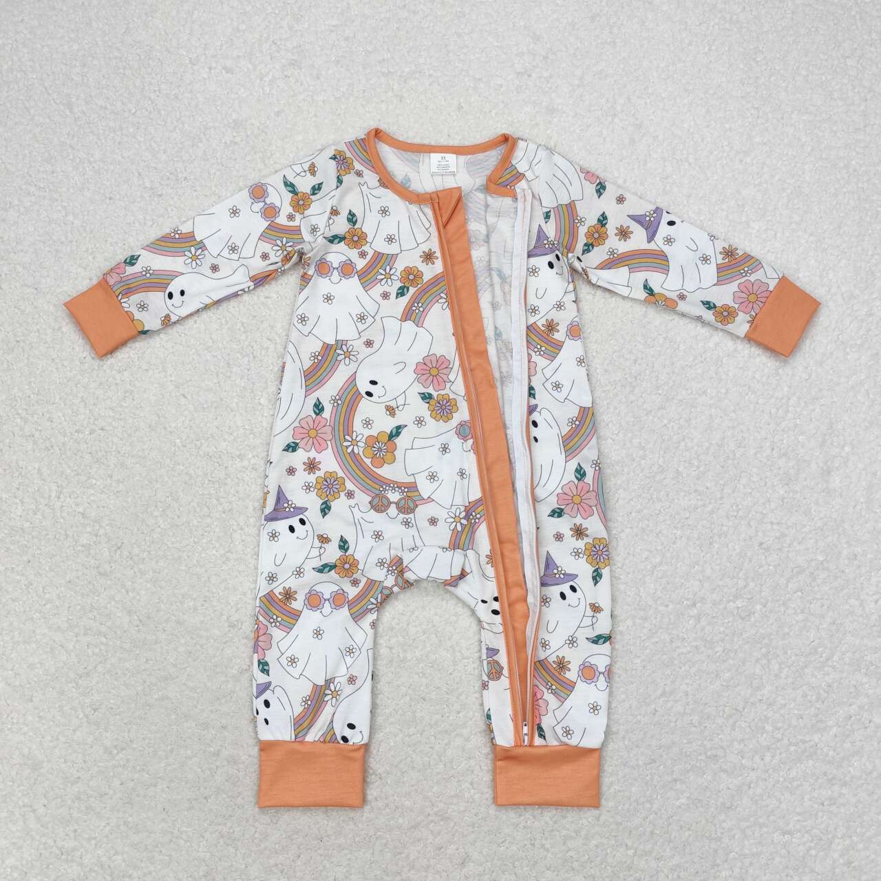 toddle baby long sleeve halloween ghost bamboo romper