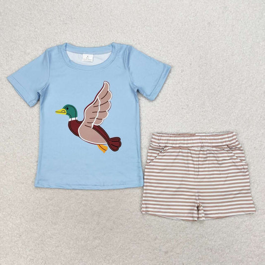 mallard duck blue shirt stripes shorts summer clothes