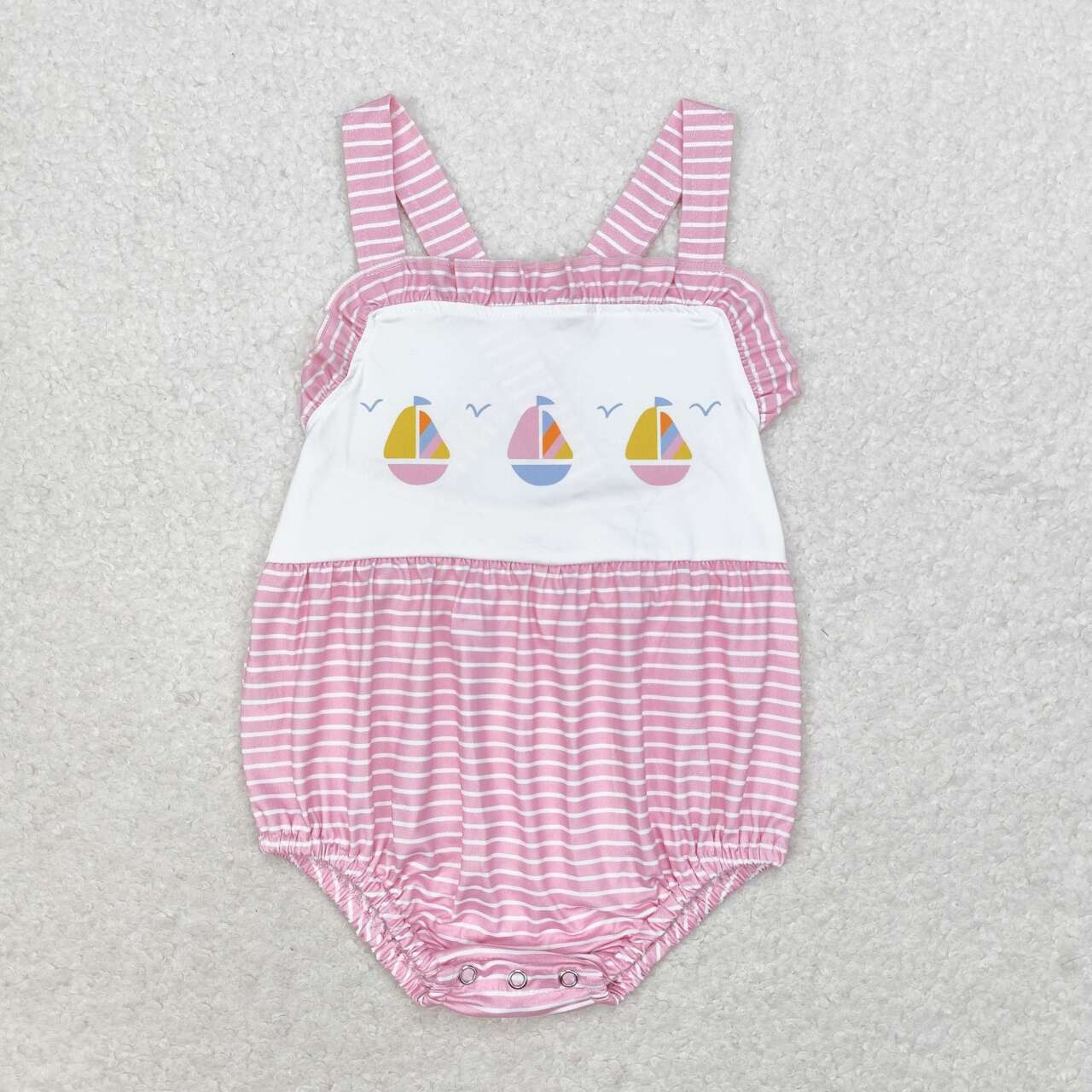 toddle girls sailboat pink stripes romper