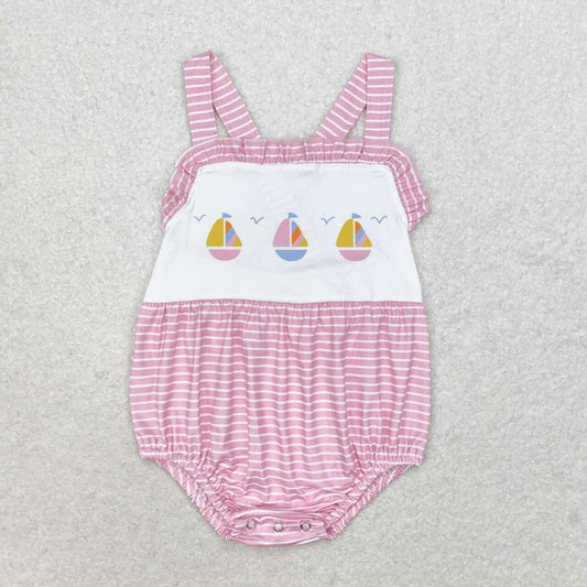 toddle girls sailboat pink stripes romper