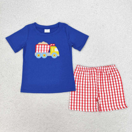 baby boy embroidery dump truck construsction outfit
