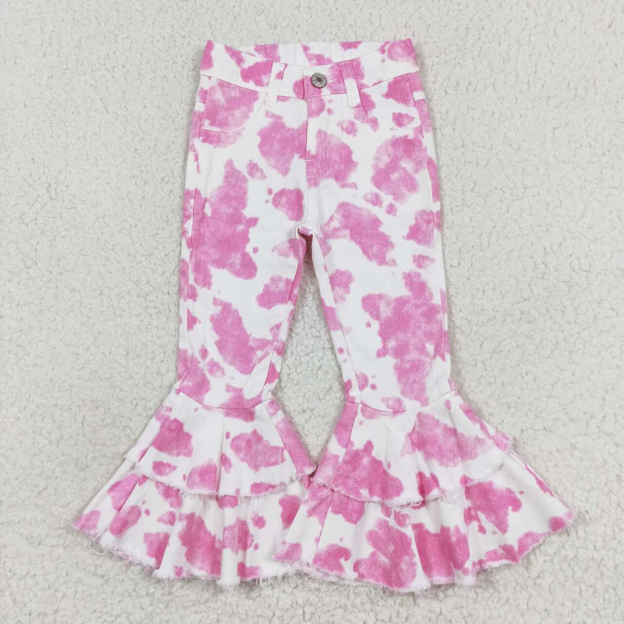 pink cowhide jeans bell bottoms