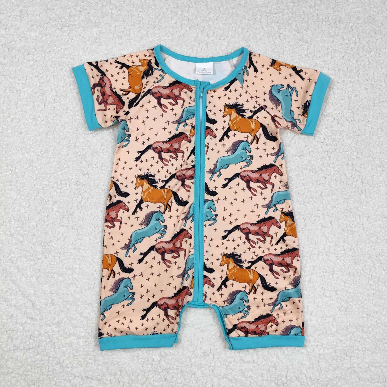 western horse zip romper