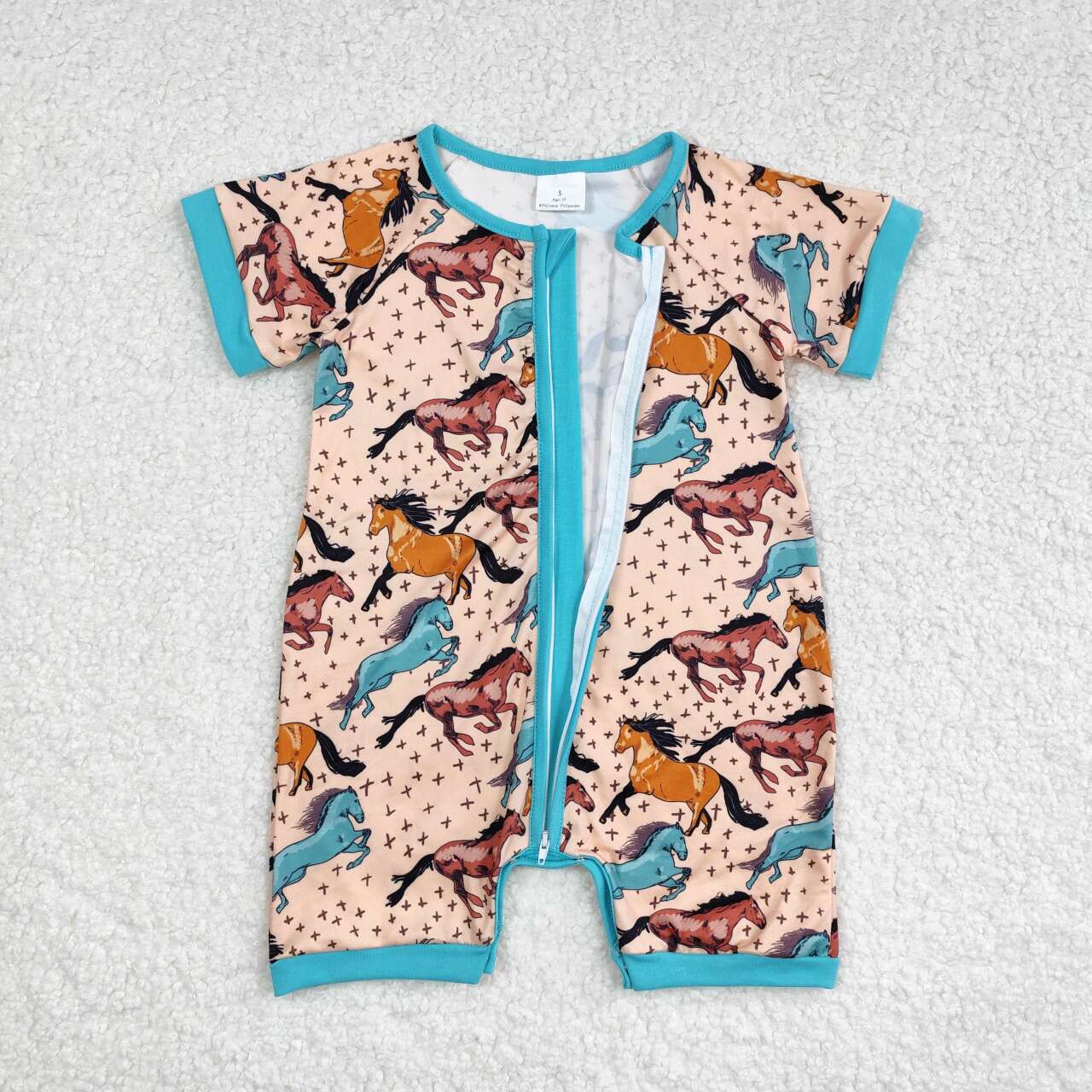 western horse zip romper