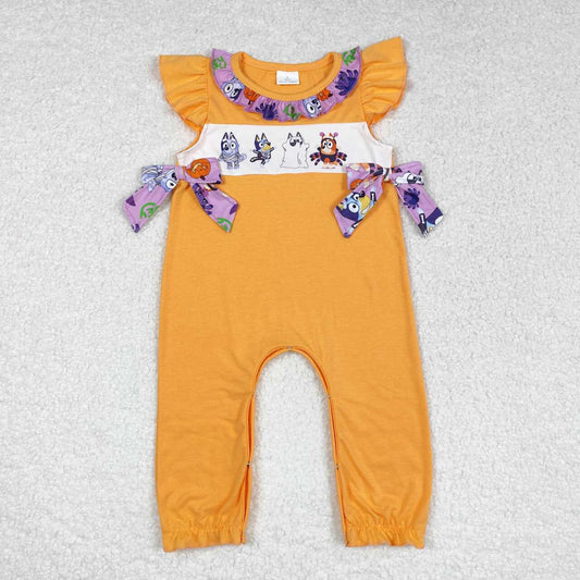 toddle girls blue cartoon dog halloween spider romper