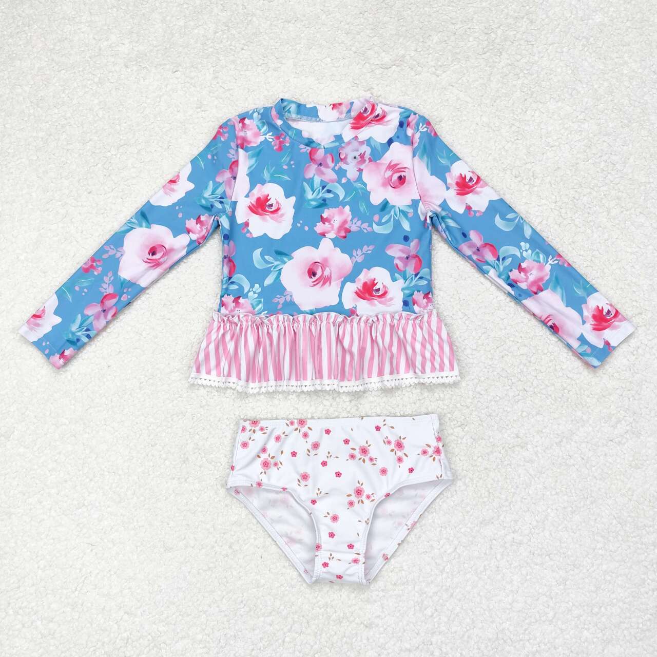 Flower girls long sleeve 2pcs bathing suit