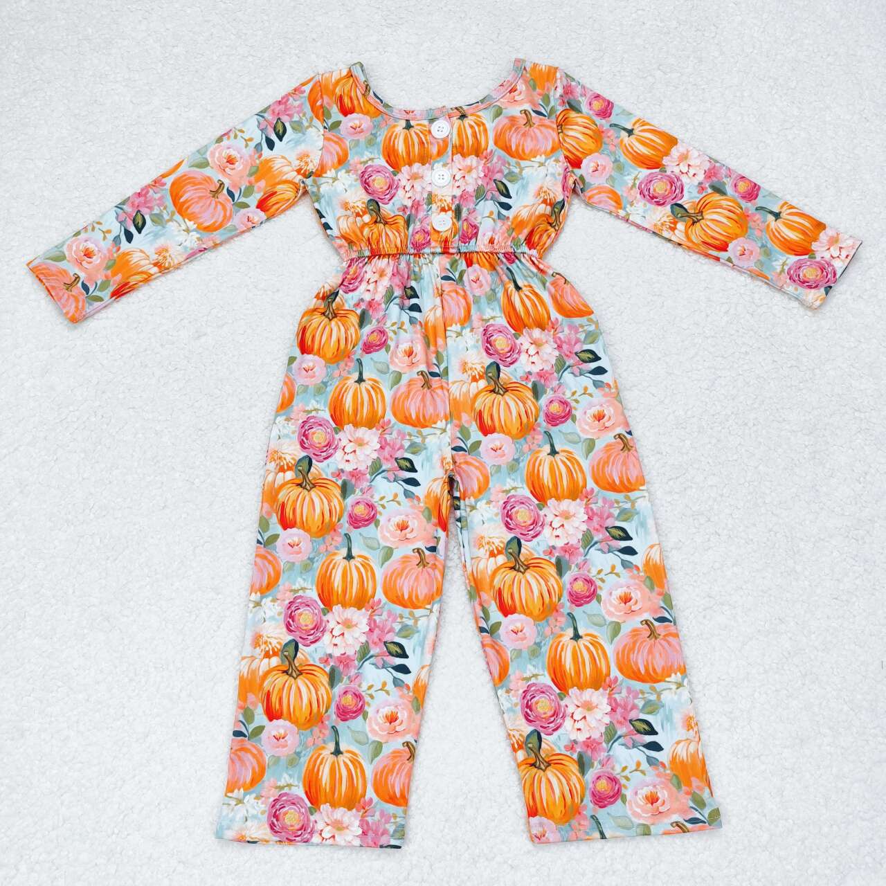 infant baby girls floral pumpkin jumpsuit