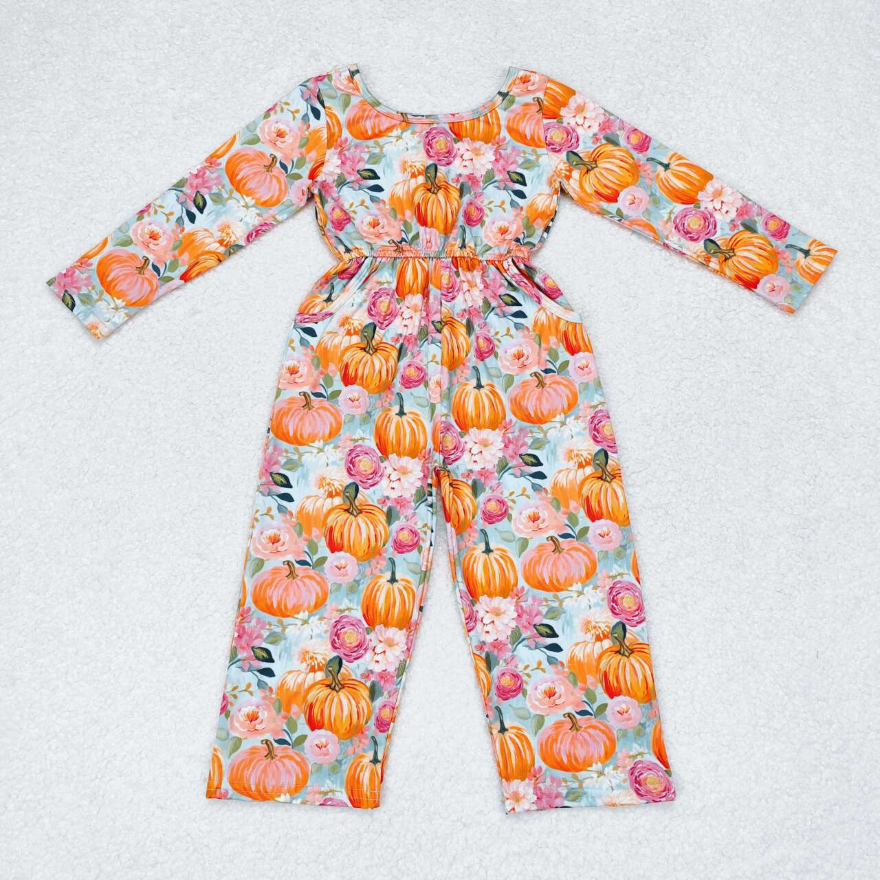 infant baby girls floral pumpkin jumpsuit