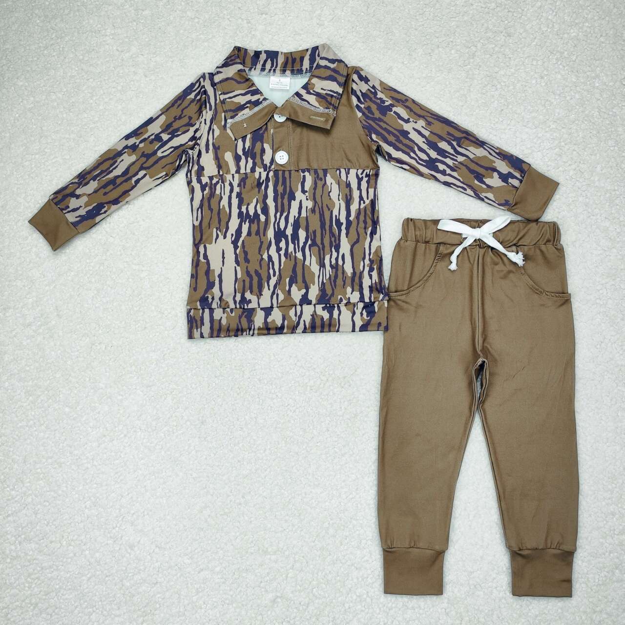 hot sale baby boy long sleeve fall winter camo clothes set