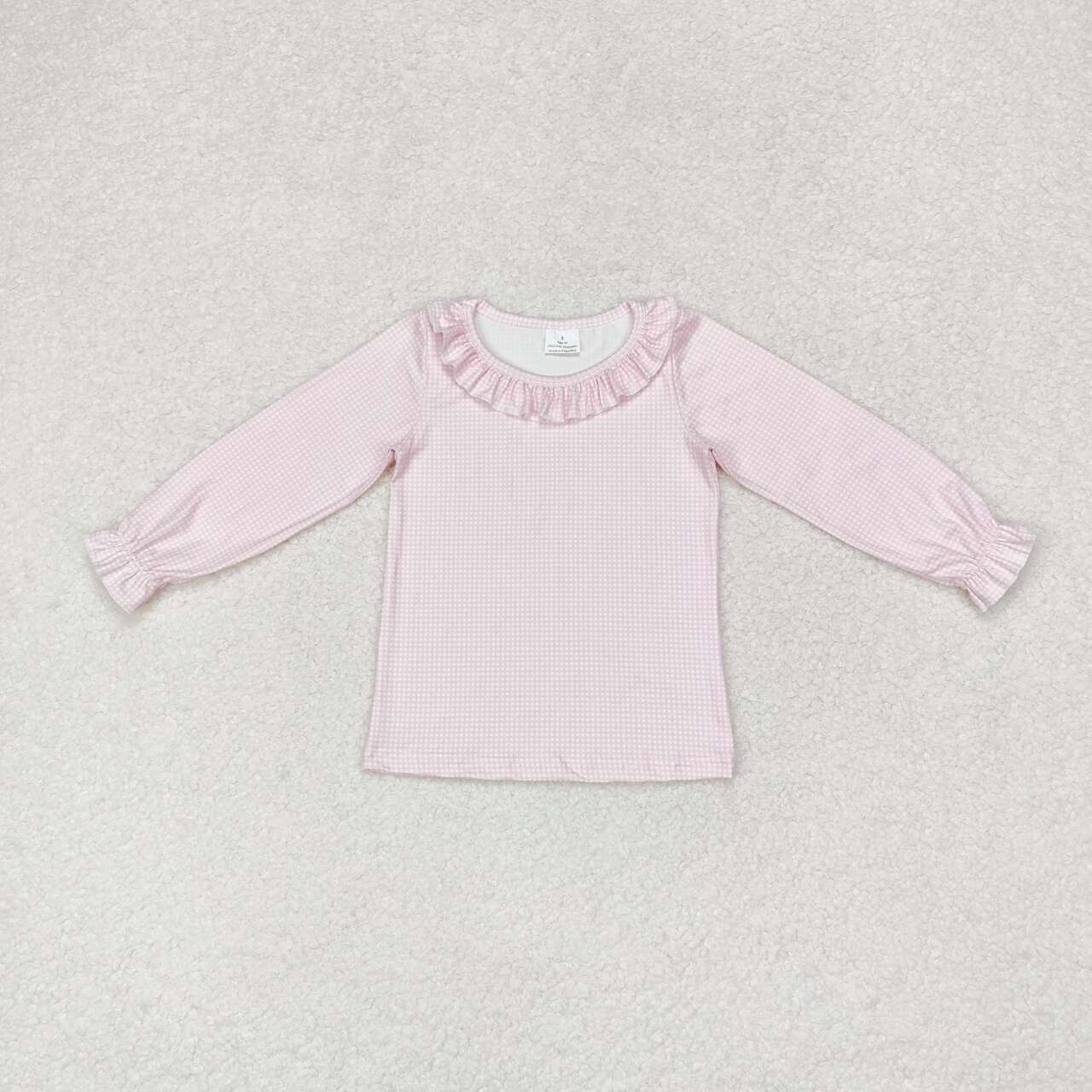 infant baby girls pink gingham long sleeve top