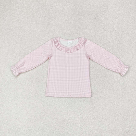 infant baby girls pink gingham long sleeve top