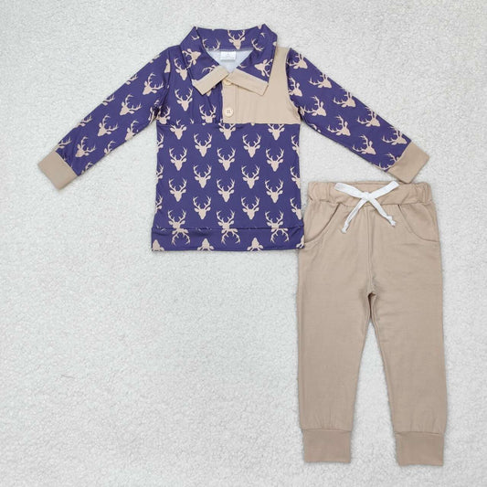 hot sale baby boy long sleeve reindeer clothes set