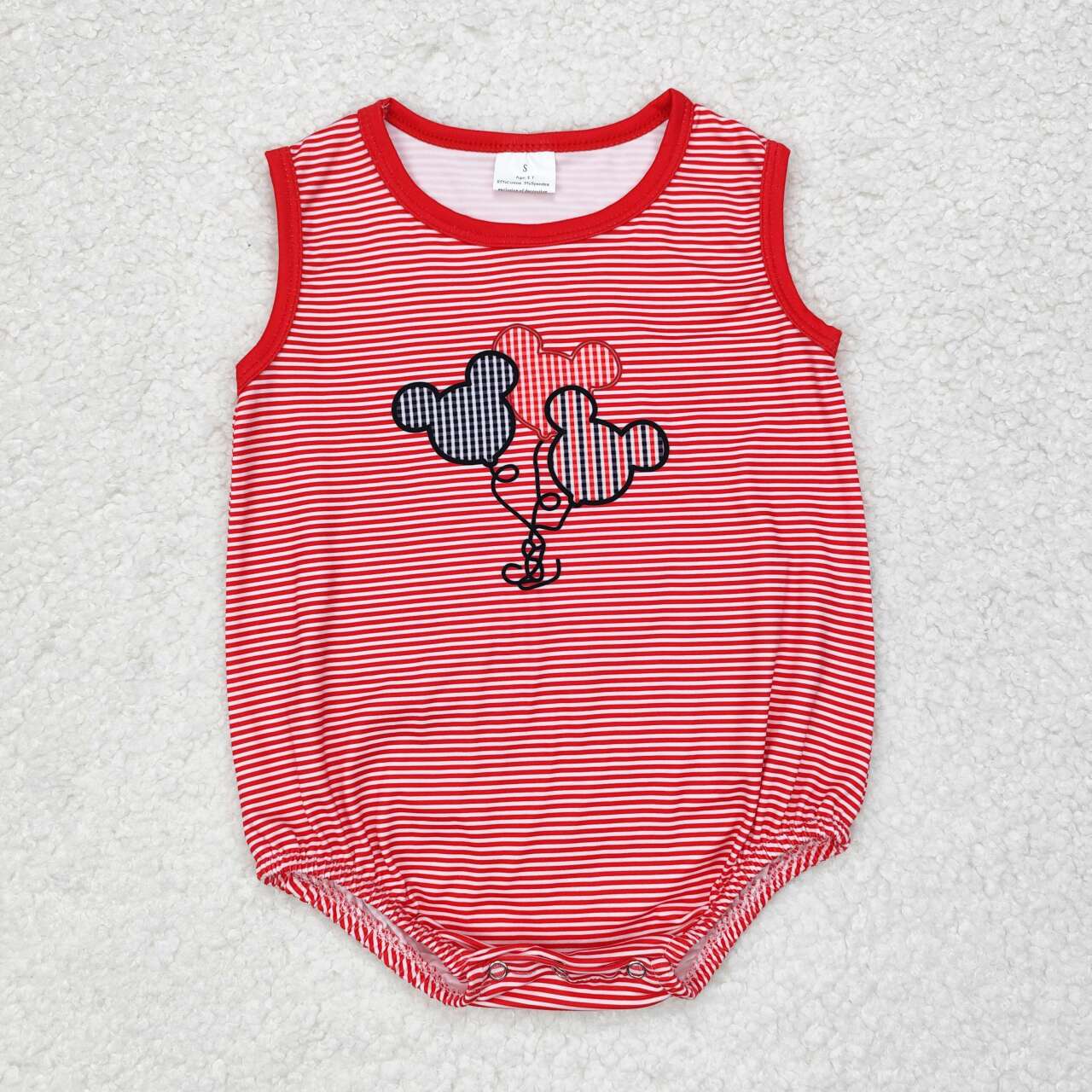 toddle boy red stripes cartoon romper