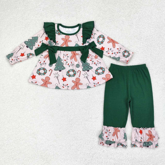 baby girl Christmas tree gingerbread light matching clothes