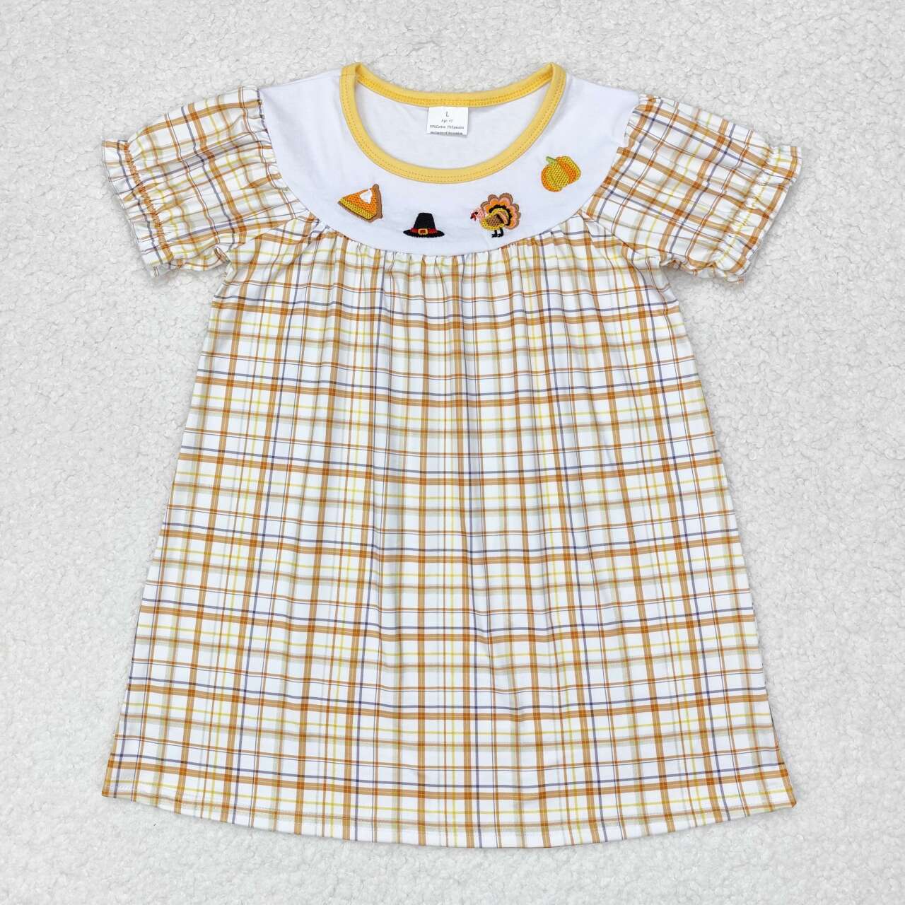 wholesale baby girls thanksgiving embroidery turkey dress