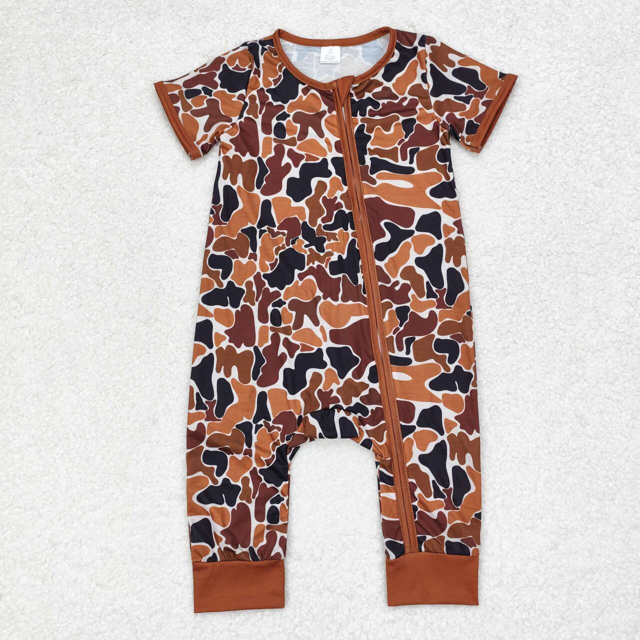 toddle baby boy camo short sleeve zip romper