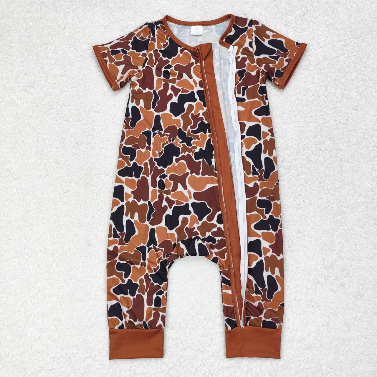 toddle baby boy camo short sleeve zip romper