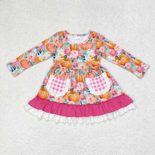 wholesale girls floral pumpkin pocket dress