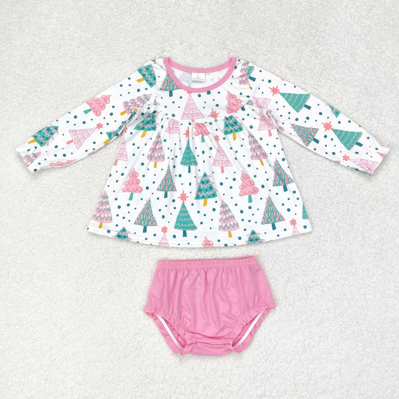 infant baby girls christmas tree bummies set