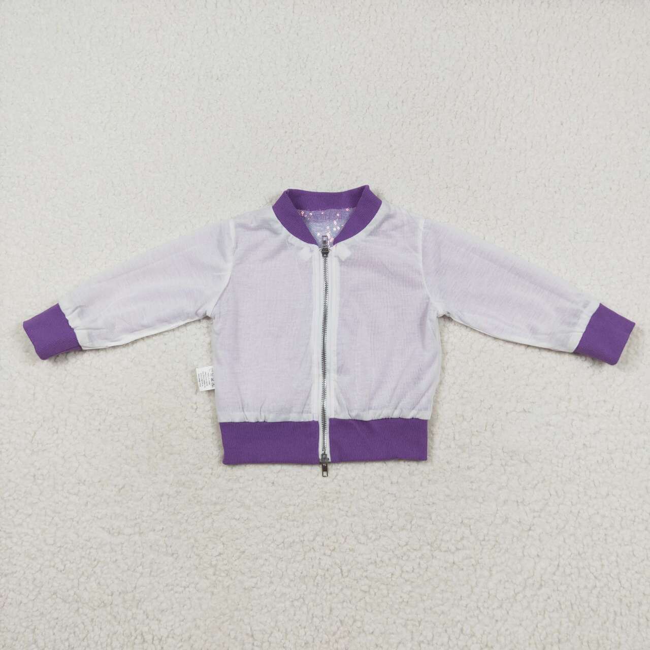 lavender sequins long sleeve zip up coat girls jacket