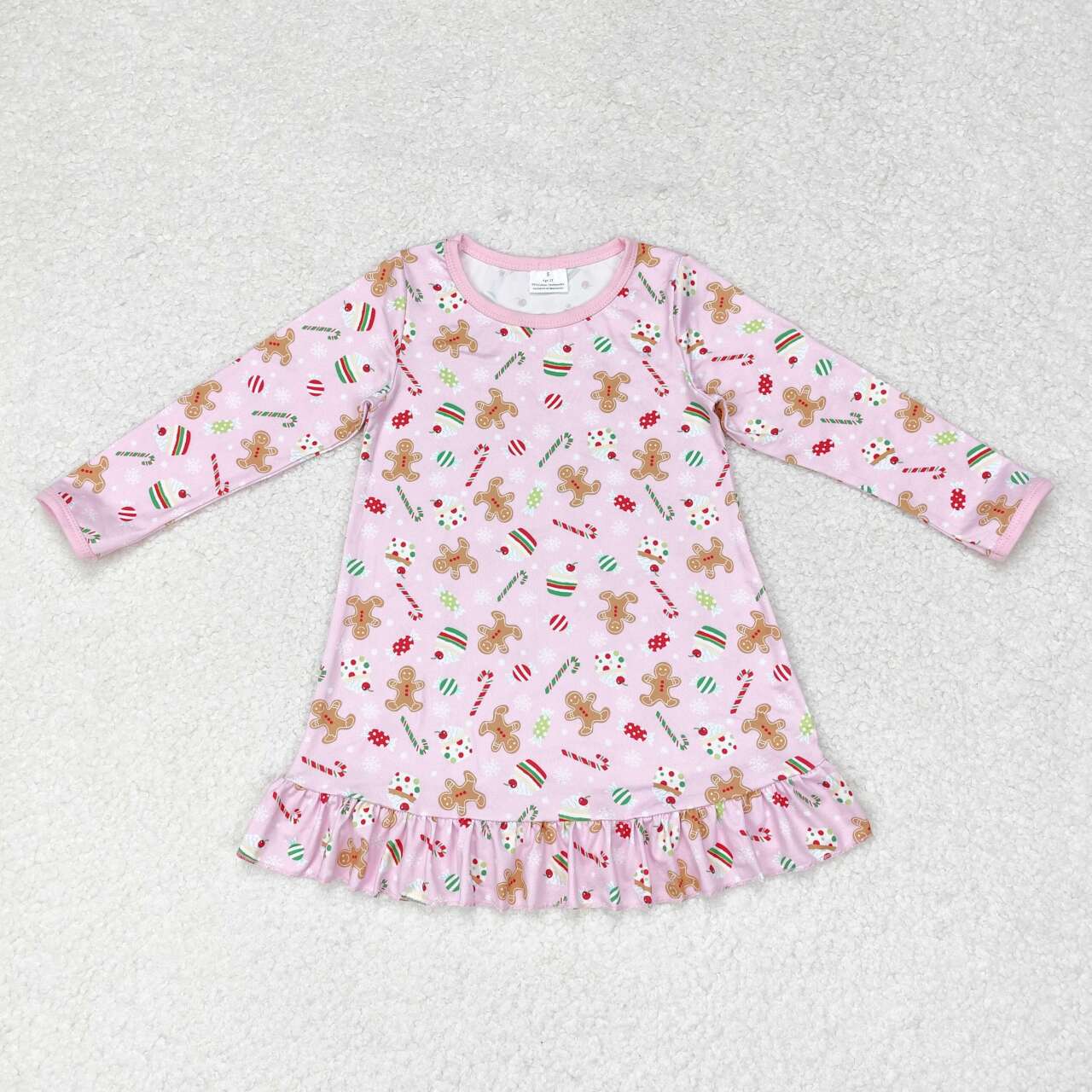 christmas gingerbread candy cane long sleeve dress