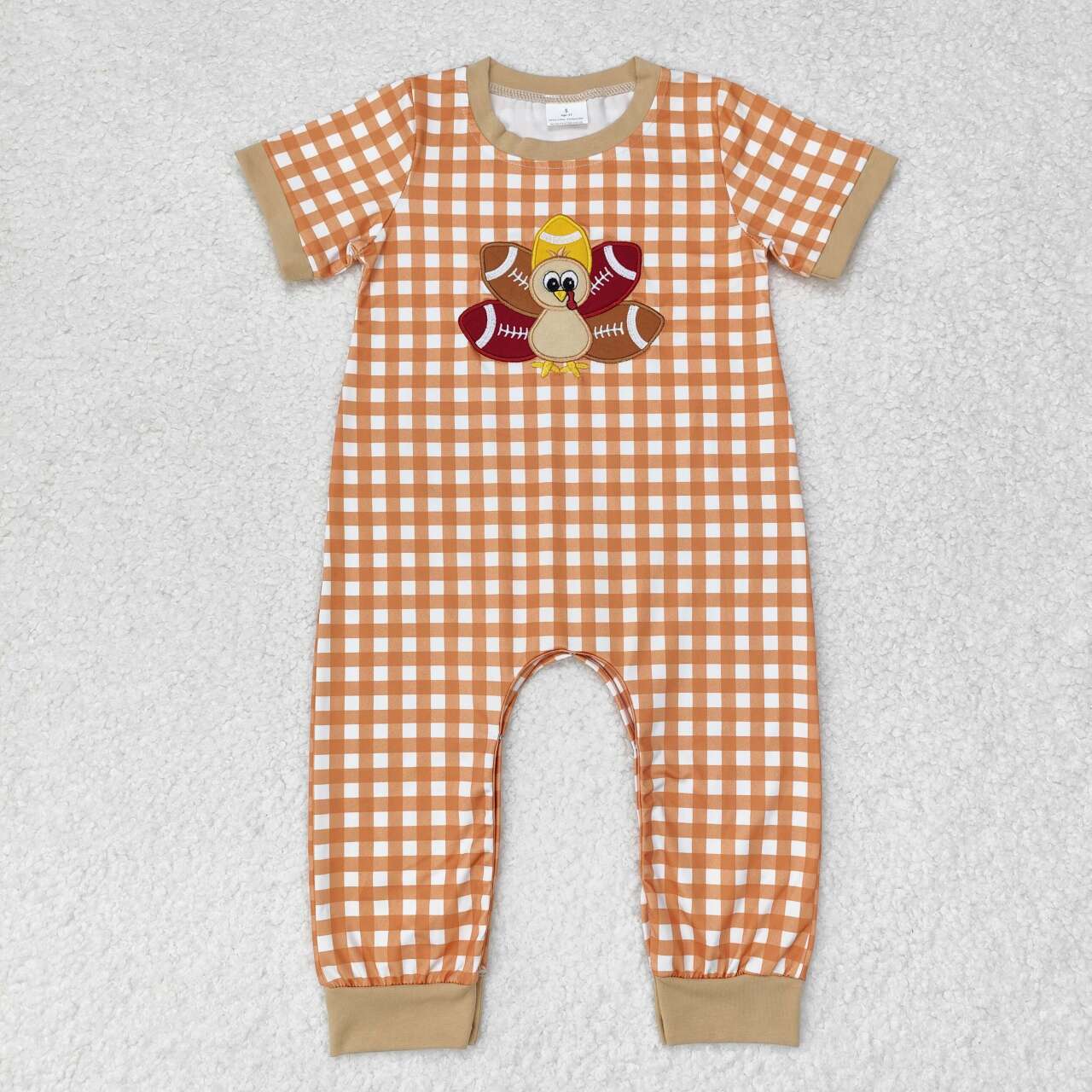 baby boy embroidery thanksgiving turkey romper