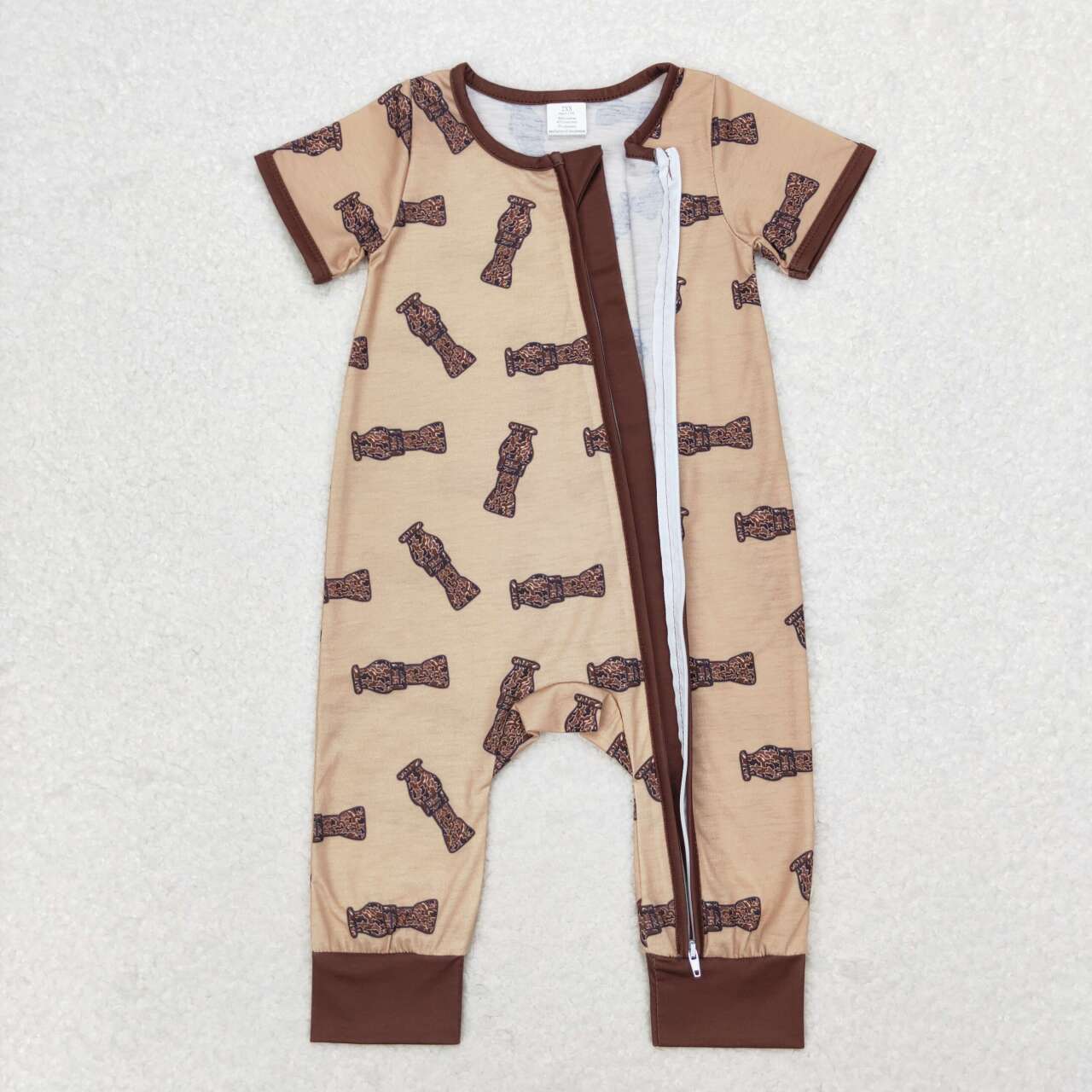 toddle baby boy duck call short sleeve zip romper