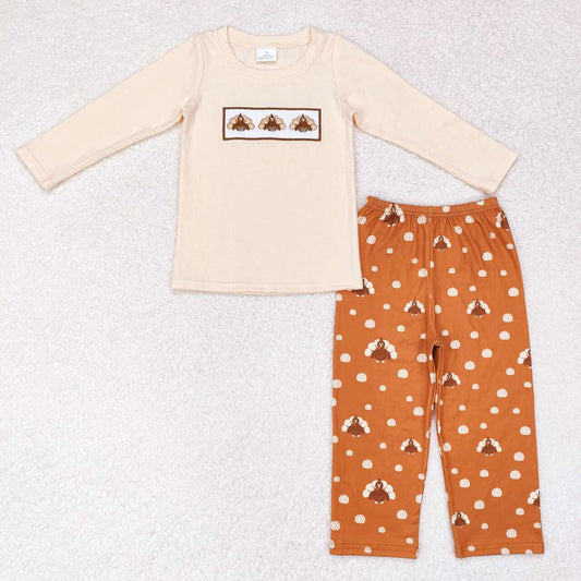 infant baby boy embroidery pumpkin thanksgiving turkey clothes