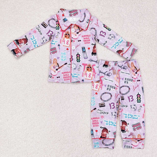 country music singer wholesale kids milk silk lavender pajama set