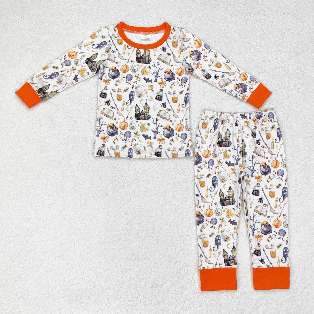 infant baby boy halloween pumpkin castle clothing set