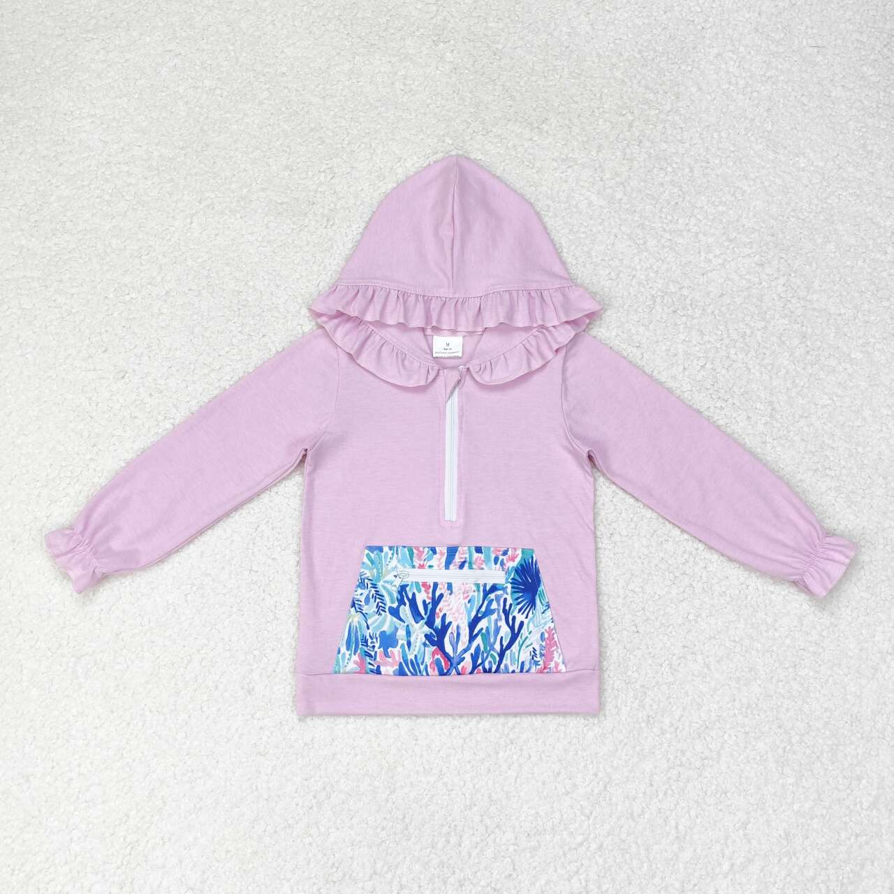 infant baby girls lavender floral long sleeve hoodie top