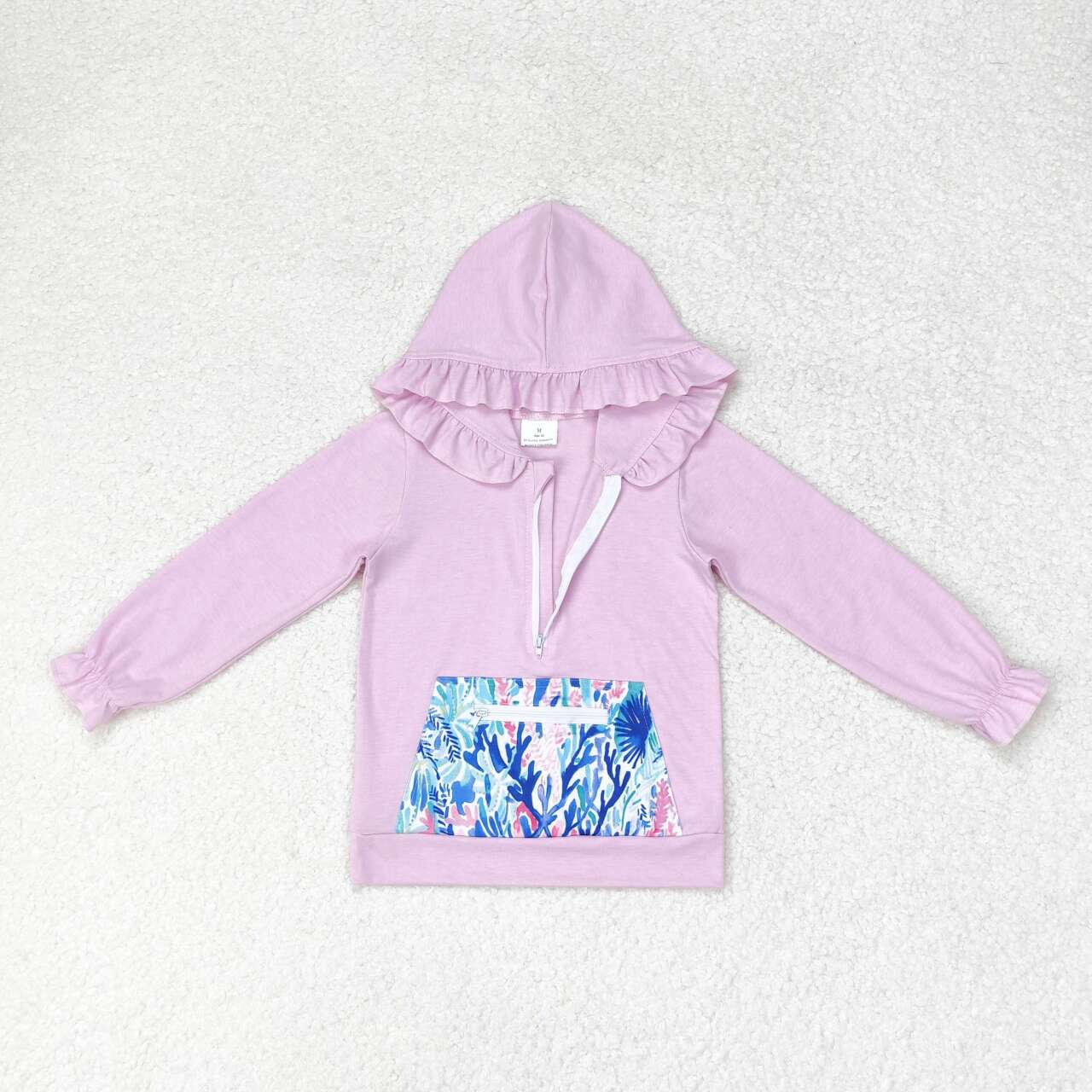 infant baby girls lavender floral long sleeve hoodie top