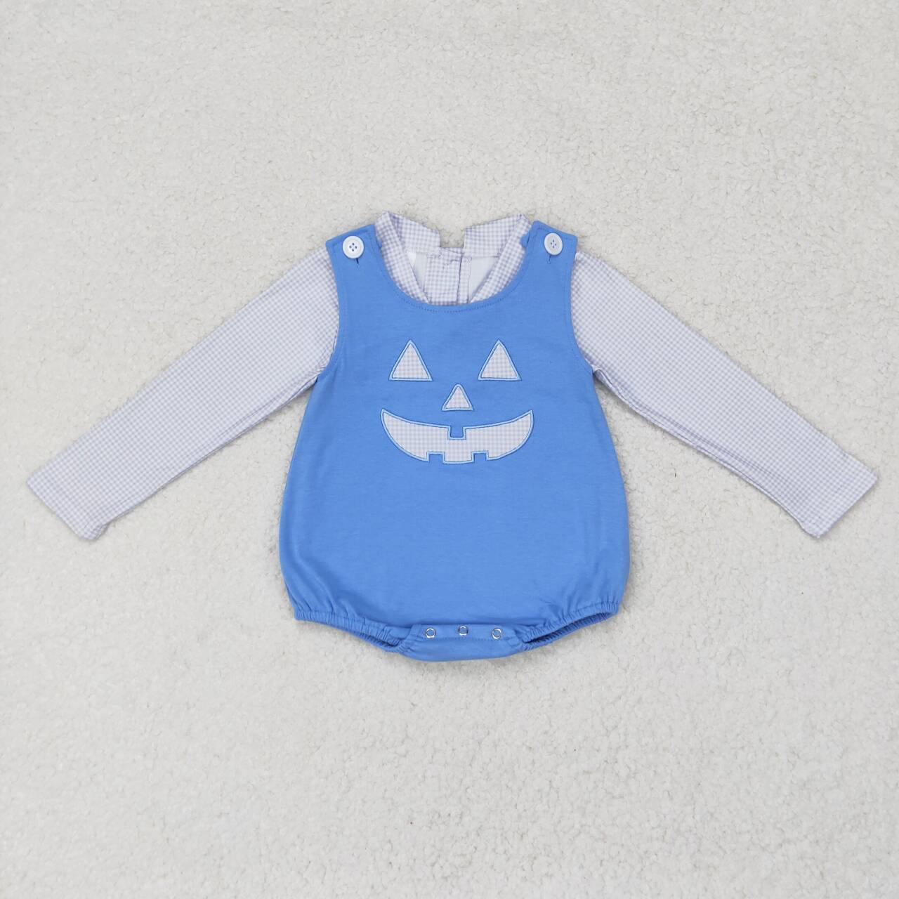 toddle boy blue top halloween embroidery pumpkin romper 2pcs clothes