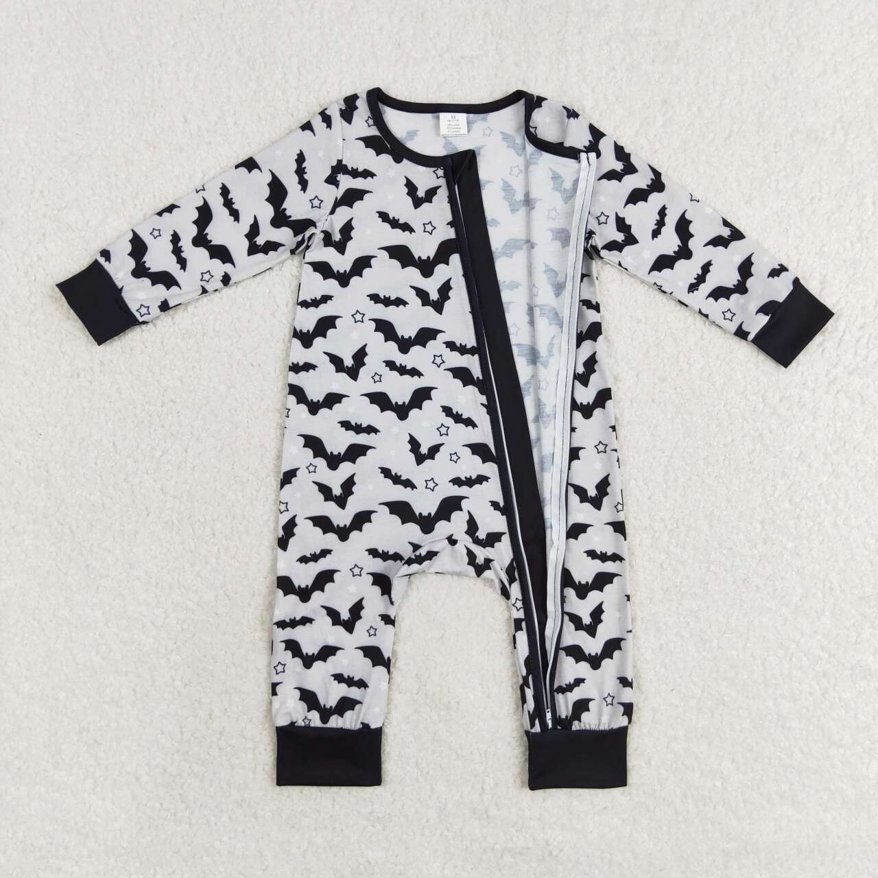 infant baby boy hallween bat bamboo zip romper