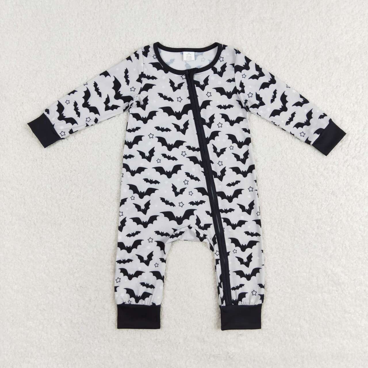 infant baby boy hallween bat bamboo zip romper