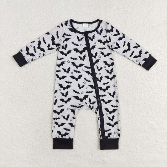 infant baby boy hallween bat bamboo zip romper